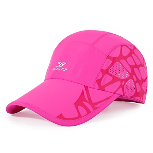 Running Hat Mesh Quick Dry Hat Baseball Cap for Women Men - color: Rose Red