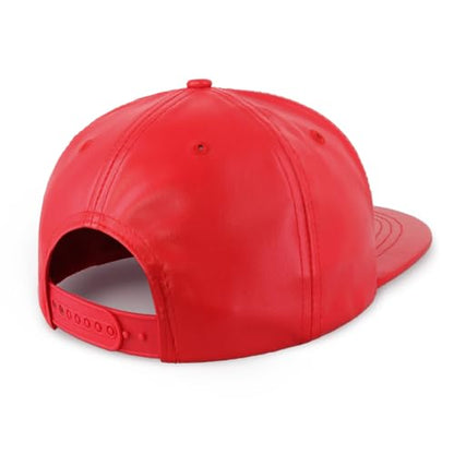 CHOK.LIDS PU Leather Flat Brim Snapback Hat Hip Hop Baseball Cap - color: Leather Red