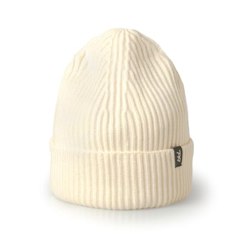 Fisherman Beanie Cuffed Knit Winter Hat Trawler Sailor Watch Cap Men Women - color: Ribbed (White)