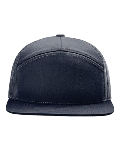 Seven-Panel Trucker Richardson Leather Patch Cap - color: Navy, size: One Size