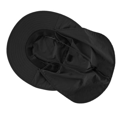 Home Prefer Outdoor UPF50+ Mesh Sun Hat Wide Brim Fishing Hat with Neck Flap Sun Hat for Men Women - color: Black