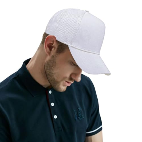 Oversize XXL Mesh Trucker Hat for Men Big Head High Crown Baseball Cap - color: White