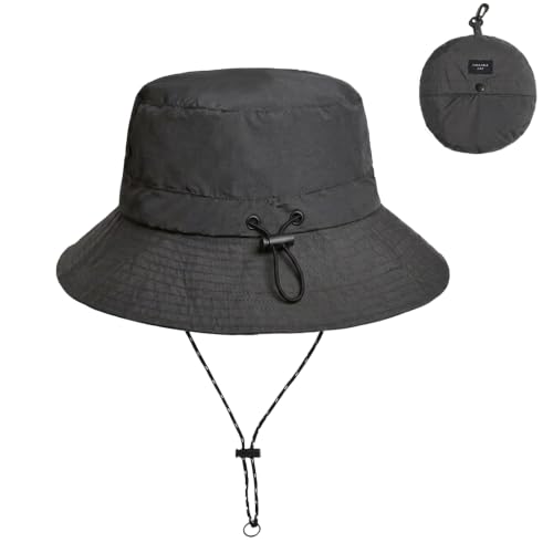 Packable Sun Bucket Hat for Women Men Wide Brim Outdoor Hiking Hat - color: Smoky Gray