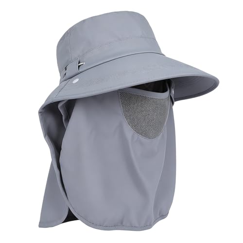 Men Sun Hat Outdoor Foldable Wide Brim Bucket Hats with Neck Flap for Summer Beach Fishing Hiking