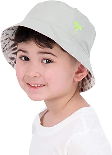 Kids Bucket Hat for Girls & Boys, Packable Fun & Cool Reversible Beach Sun Teen Toddler Bucket Hat with Sunglasses - color: Grey/Tie Dye, size: 3-7 Years