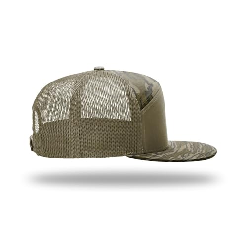 Richardson 168 Hi-Pro 7 Panel Adjustable Snapback Trucker Mesh Back Cap - color: Mo Bottomland/Loden