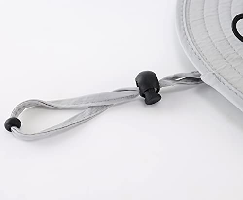 Kids Sun Protection Hat Quick Dry Adjustable Wide Brim Bucket Hat for Boys Girls Summer Fishing Hiking - color: Light Grey