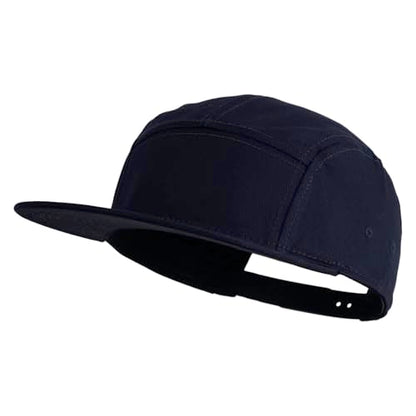 5 Panel Superior Cotton Twill Flat Bill Camper Cap - color: Navy