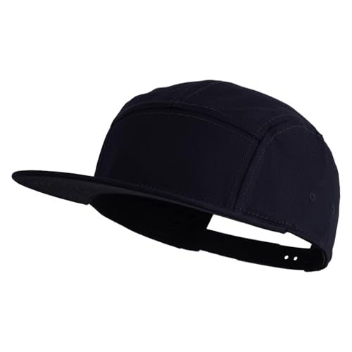 5 Panel Superior Cotton Twill Flat Bill Camper Cap - color: Navy