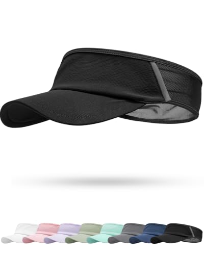 Sun Visor Hat for Women & Men UV Protection Lightweight Sports - color: Black