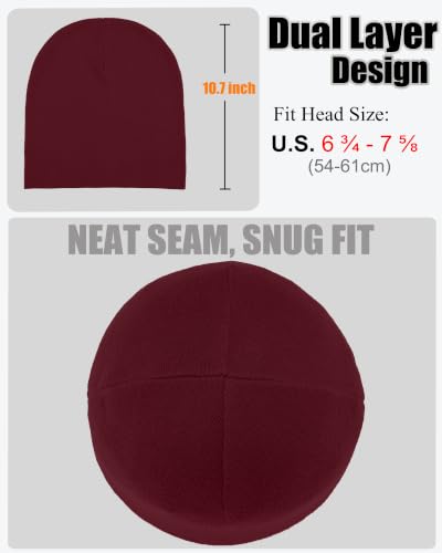 ROYBENS Thin 100% Cotton Beanie for Men Women Lightweight Slouchy Chemo Hat - color: 1pcs-wine Red