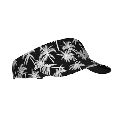 Sports Sun Visor Hats-Adjustable Visor Cap-for Women and Men-for Running, Tennis, Golf - color: Black and White Palm