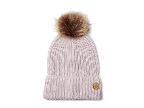 Volcom Women's Lula Faux Fir Pom Snow Beanie - color: Amethyst Smoke S3