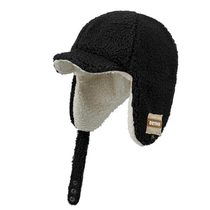 Clakllie Snow Trapper Trooper Hat with Ear Flap for Skiing Women's Ushanka Warm Winter Hat - color: Cdus-pl07-black
