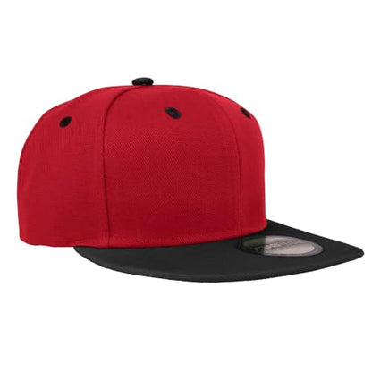 Gelante Snapback Hats for Men - Flat Bill Brim Baseball Cap Hat - Plain Blank Adjustable - color: Red/Black