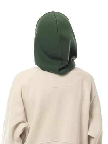 MixMatchy Women's Hooded Scarf Balaclava Fleece Lined Winter Beanie Hat - color: Hunter Green