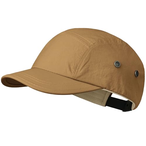 Clakllie Quick Dry Short Brim Cap for Men Lightweight 6 Panel Baseball Cap Golf Dad Hats Women's Running Trucker Hat - color: Bssd2547-tanbrown