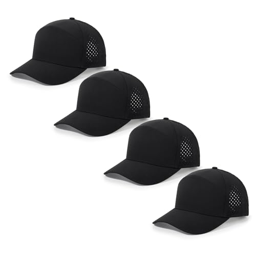 HH HOFNEN Quick Dry Baseball Cap Snapback Golf Trucker Hat for Man Women - color: 4-black 4