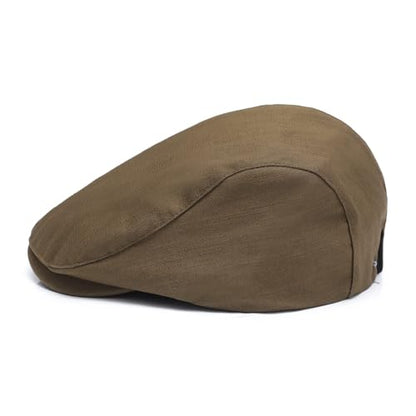 ZLYC Men Cotton Flat Cap Summer Scally Newsboy Beret Driver Hat - color: Back Buckle Brown