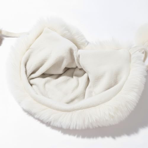 HUAMULAN Women Winter Sherpa Knit Beanie Hats with Pom Poms Ear Flaps - color: M2754-naibai