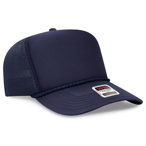 OTTO Cap 5 Panel High Crown Air Mesh Back Trucker Hat | Bulk Packs - color: 004 - Navy