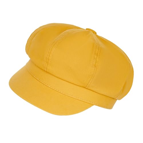 Newsboy Cape for Women - Classic 8-Panel Vintage Cabbie Baker Hat - color: Yellow