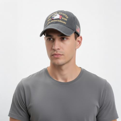 USA 250th Anniversary Baseball Cap Patriotic Embroidered American Hat - color: 1-gray