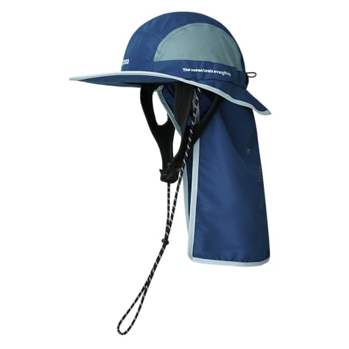 Croogo Surf Bucket Hat with Neck Protection Chin Strap Mesh Fishing Cap - color: Blue