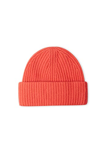 Style Republic Women’s Chunky Knit Beanie, 100% Pure Cashmere Cap, Soft & Stretchy, Warm Hat for Autumn, Winter, Spring - color: Coral