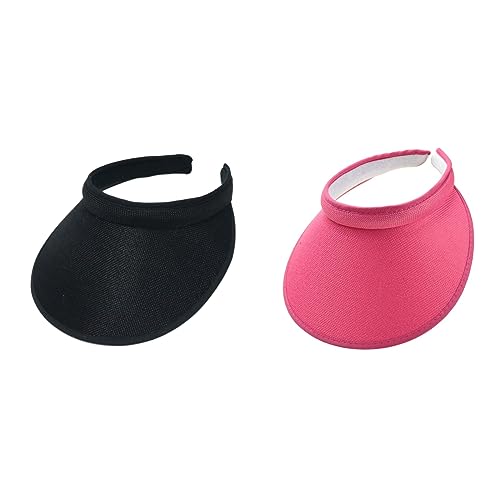 Cloth Covered Slip-On Visor for Women, Adjustable Cap Sports Sun Visors for Men - color: Black/Fuchsia