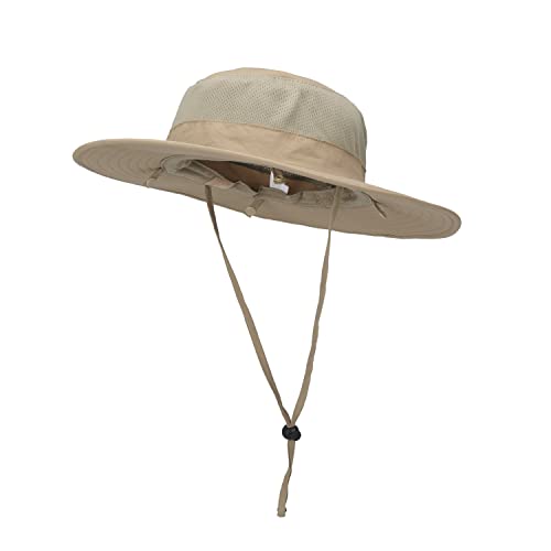 Outdoor Sun Hat UPF 50 Protection Waterproof Fishing hat Face Cover Summer Neck Flap Hat - color: Kakhi
