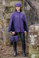 Newsboy Hat for Women's Cap 8 Panel Wool Made in Ireland - color: Purple Herringbone