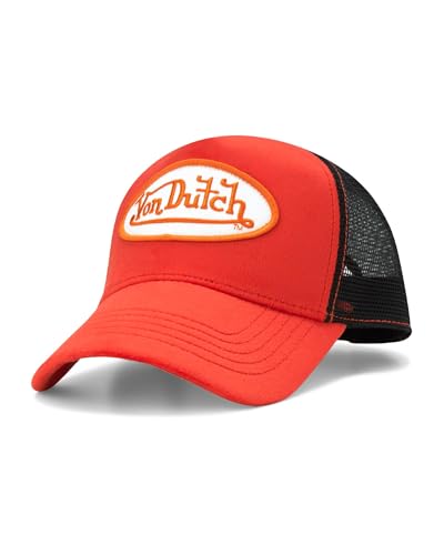 Von Dutch Unisex Velvet Trucker Hat, Curved Bill, Mesh Back, Snapback - color: Red