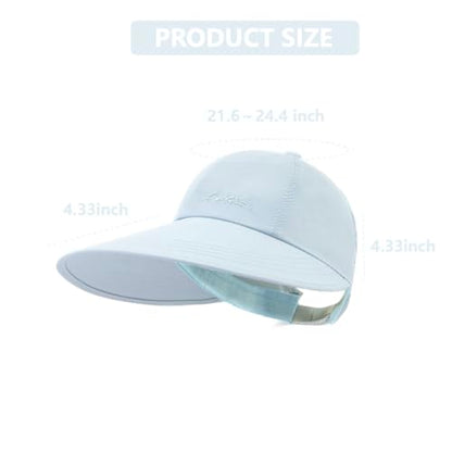 Sun Hats for Women Outdoor Wide Brim UV Protection Hollow Top Summer Beach Packable Visor with Ponytail-Hole - color: Blue