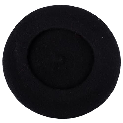 ZAKIRA Wool French Beret for Men & Women, Plain - color: Black