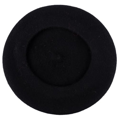 ZAKIRA Wool French Beret for Men & Women, Plain - color: Black