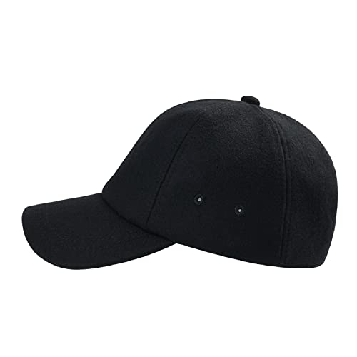 BOTVELA Men Wool Adjustable Tweed Baseball Cap - color: Black