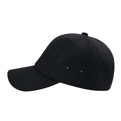 BOTVELA Men Wool Adjustable Tweed Baseball Cap - color: Black