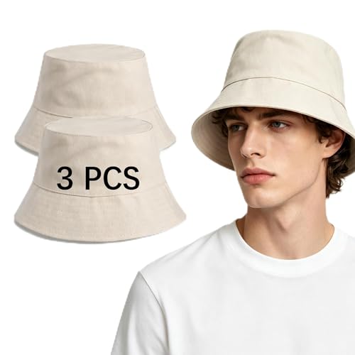 Bucket Hats Bulk Solid Color DIY Blank Hat Bucket Hats for Men, Women and Adults - color: 3pcs Beige Bucket Hat
