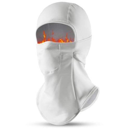 Ski Mask Balalclava Windproof Face Mask Warm Fleece Neck Cover for Cold Weather Helmet Hood for Men & Women - color: A03-white