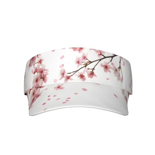 Unisex Sports Sun Visor Hats Adjustable Lightweight Packable Printed Empty Top Cap for Running Pickleball Golf Tennis - color: Pink Cherry Blossoms