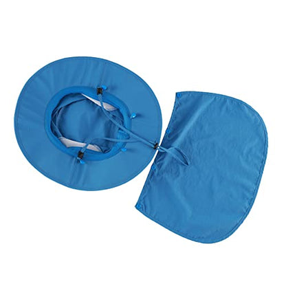 Home Prefer Outdoor UPF50+ Mens Sun Hat with Neck Flap Womens UV Protection Hat Wide Brim Safari Fishing Hiking Gardening Hat - color: Blue