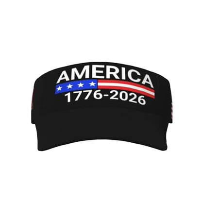 United States 250th Anniversary Hat USA Est 1776 America Patriotic Visor Cap Adjustable Sun Hat for Women Men Sports Beach - color: Black6