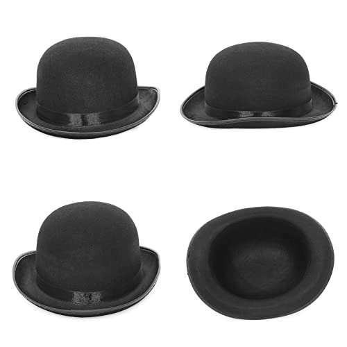 GEMVIE Classic Black Felt Derby Hat Lightweight Bowler Hat Novelty Costume Hat for Party Dress Ups - color: Black