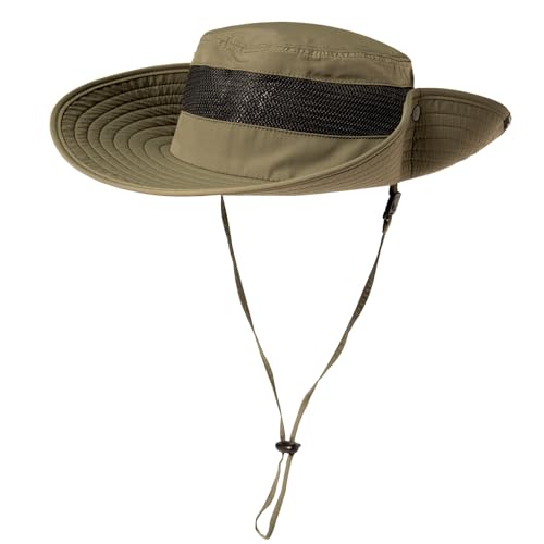 TOP-EX Oversized Waterproof Sun Hat for Big Heads with Wide Brim & Mesh - color: Army Green, size: Large-X-Large