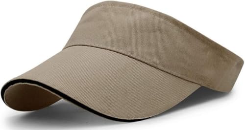 Unisex Sun Visor Hat Empty Top Baseball Cap Lightweight Sun Hat Beach Cap with Adjustable Strap for Running, Tennis, Golf - color: Khaki