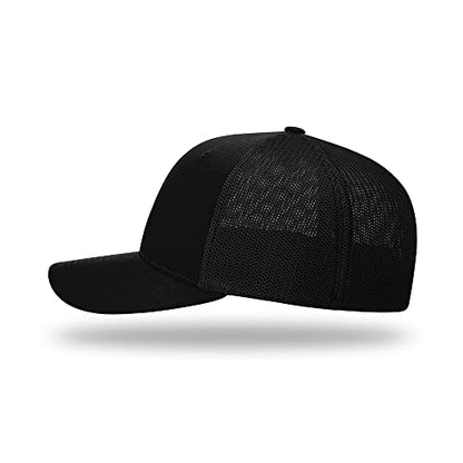 Richardson 110 Trucker R-Flex Baseball Cap| Fitted Mesh Back Hat - color: Black, size: Large-X-Large