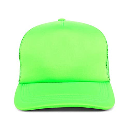 Lids Blank Basic Foam Trucker Adjustable Snapback Hat - color: Neon Green/ Neon Green