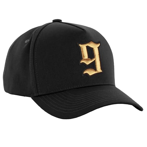 Daxton Premium Trucker Hat Twill 5 Panel Cap Vintage Custom Embroidery Logo Letter or Number - color: Black Hat-black Gold Logo, style: Number: 9
