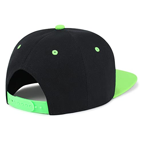 JPAK Drum Stick Hip-Hop Snapback Hat Embroidered Baseball Cap Drummer - color: 20. Black/Neon Green